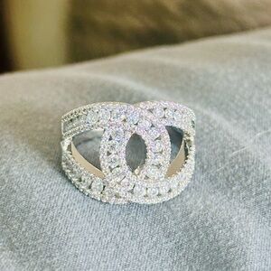 Interlocking Cubic Zirconia Loop Ring